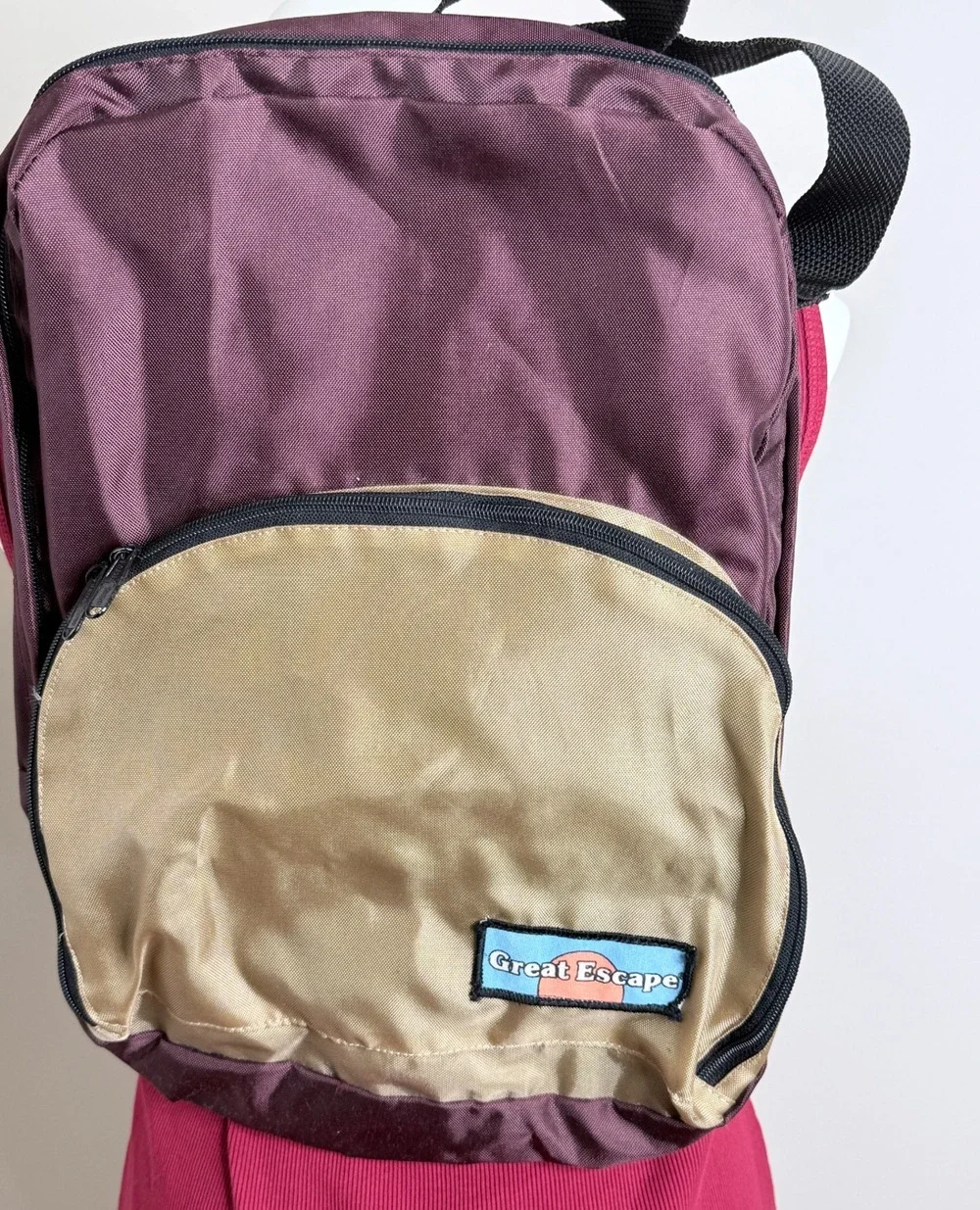 Vtg. 90s Great Escape Backpack Burgundy and Tan
